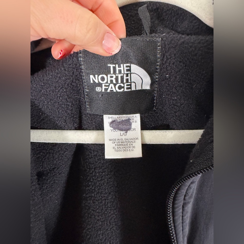 The North Face Jacket Zip Up Black Fleece Coat Weather Resistant Youth Girl L - Picture 5 of 9